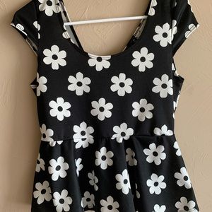 Black Top with White Flowers